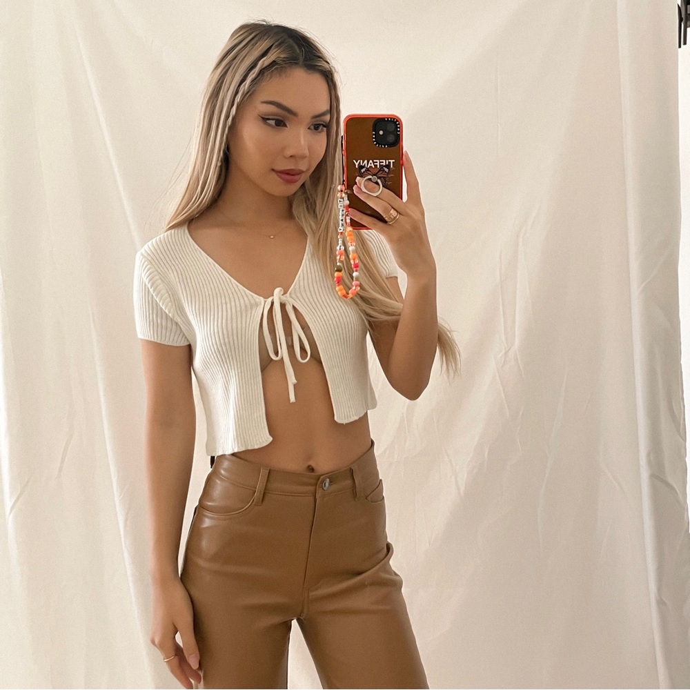 Tie Front White Tee